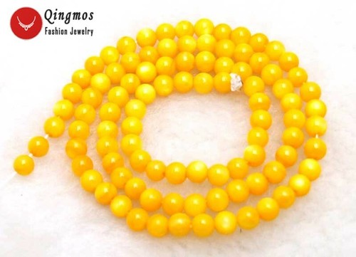 4mm Round Natural Yellow Shell Loose Beads for Jewelry Making DIY Strands 15" - Picture 4 of 4