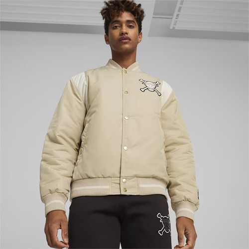 One Piece x Puma Collection Unisex Varsity Jacket Beige Putty 2024 Limited Japan - Picture 7 of 7