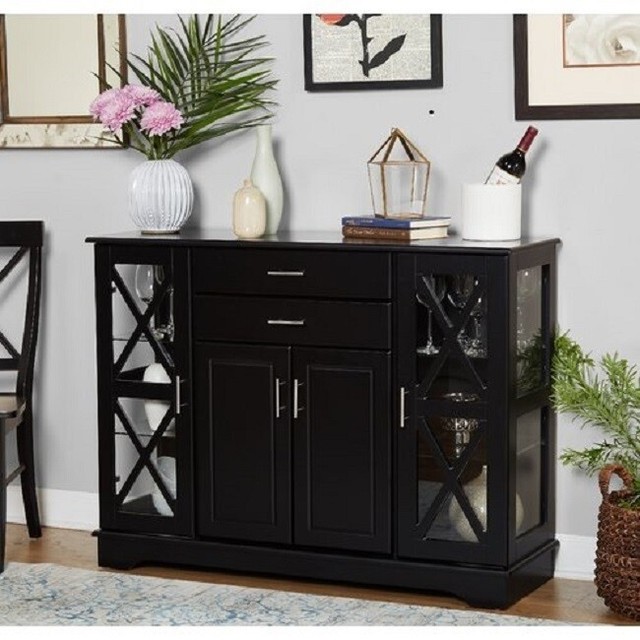 dining room cabinet buffet table china kitchen storage sideboard bar wood  glass