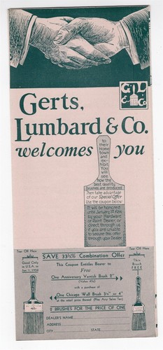 1933 GERTS LUMBARD & CO PAINT BRUSH BROCHURE CENTURY OF PROGRESS - Afbeelding 1 van 3