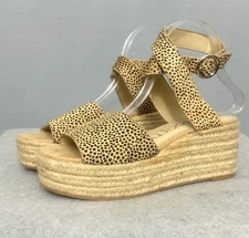 Sole Society Womens Shoes 7M Adlynda Sandals Animal Print Cow Hair Ankle Retro