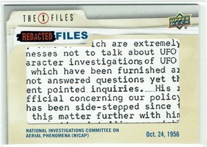 X Files Ufos Aliens Redacted Files Chase Card Rf 26 Nicap Epack Achievement C Ebay