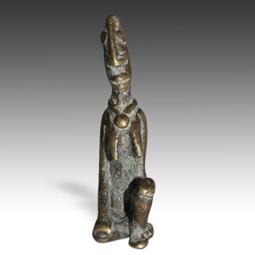 VINTAGE AFRICAN CAST BRONZE SEATED FIGURE DOGON MALI WEST AFRICA 20TH C. - Picture 4 of 4