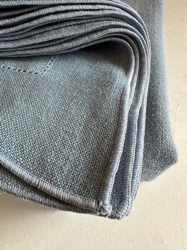 Vintage Vera Neuman Tablecloth Country Blue Hemstitch Rayon Polyester 57”x114” - Picture 1 of 18