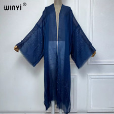 Women Bohemian Gold Thread Monochrome Elegant Casual Dress African Cardigan