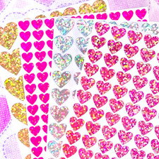 Holographic Sparkle Heart Sticker Sheet - 1/4" to 4 inch - Choose Size Color