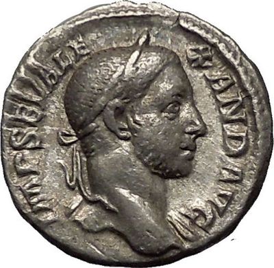 SEVERUS ALEXANDER 230AD Silver Ancient  Roman Coin Nude Sol Sun God  i52325