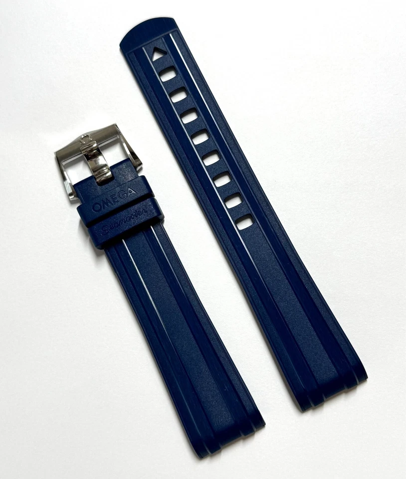Reloj Omega Original 20mm Para Seamaster Diver 300 42mm Correa Goma AZUL Foto 2 de 4