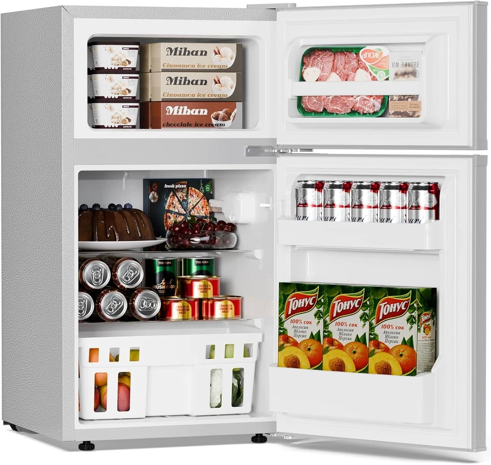 Mini congelador separado refrigerador compacto de 3,2 pies cúbicos, estantes extraíbles Foto 2 de 4