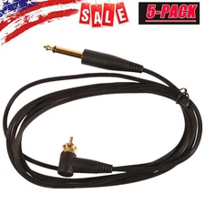 Tattoo Power Supply Silicone Angled RCA Clip Cord 1/4" Phono Plugs 6 ft 5-Pack