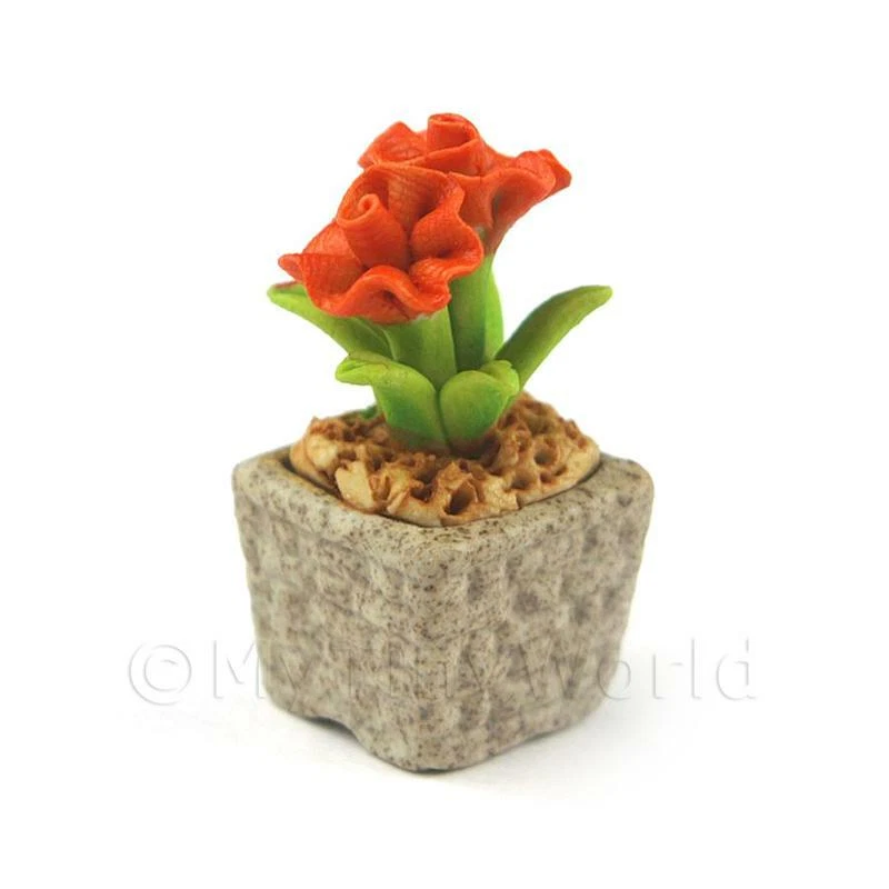 Miniature Fait Main Foncé Orange Coloré Céramique - Photo 1/1