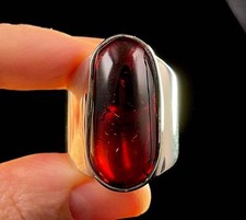 RED AMBER Ring - Sterling Silver, Size 8.5 - Stone Crystal Fine Jewelry, 52641