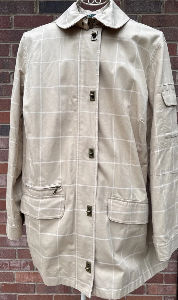 Lauren Ralph Lauren куртка женщин плюс 1 X коричневый клетку длинным рукавом полный молнии пальто - Изображение 2 из 4