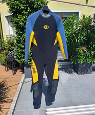 BARE Unisex Taucher-Nassanzug Neopren Schwarz/Blau/Gelb R&uuml;ckenrei&szlig;verschluss