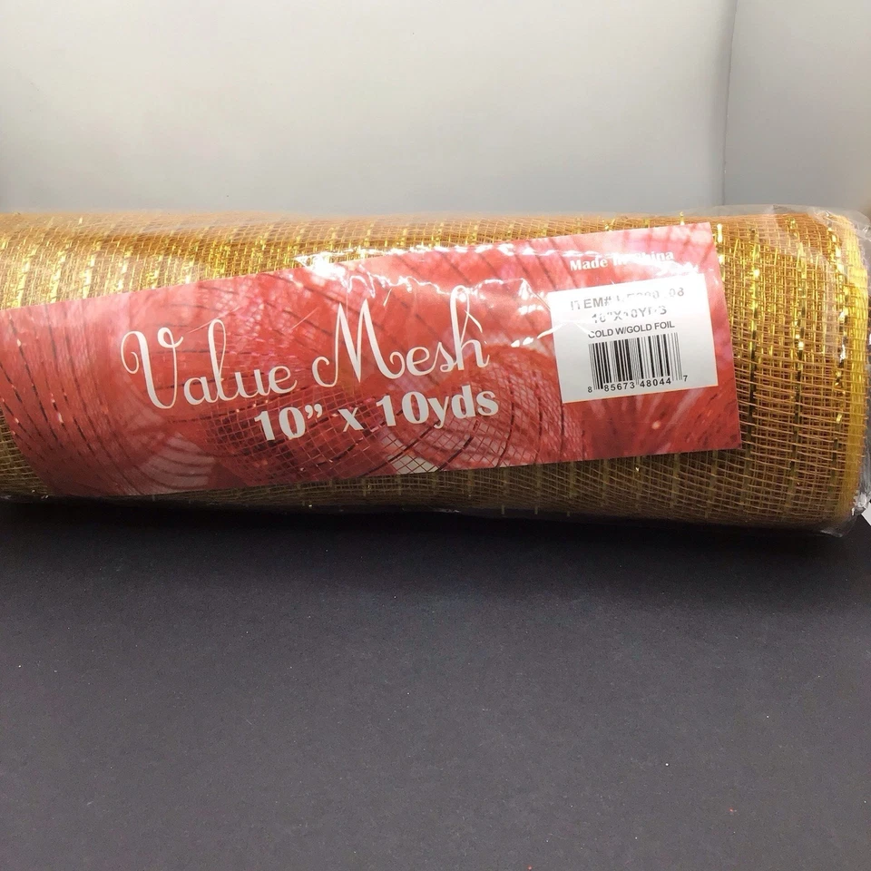 Deco Poly Mesh Lot 4 Rolls 10" x 10 Yds Red Foil Brown Foil Striped Foil - Image 4 of 4