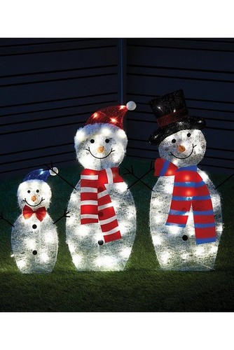 Christmas Decorations Snowman Family 3 Piece Set 75 LED Lights Outdoor 78cm 3763 - Picture 5 of 8