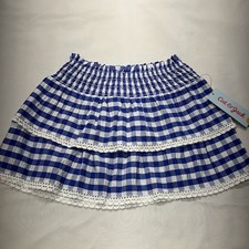 Girls Blue White Gingham Plaid Skirt Cat Jack Brand