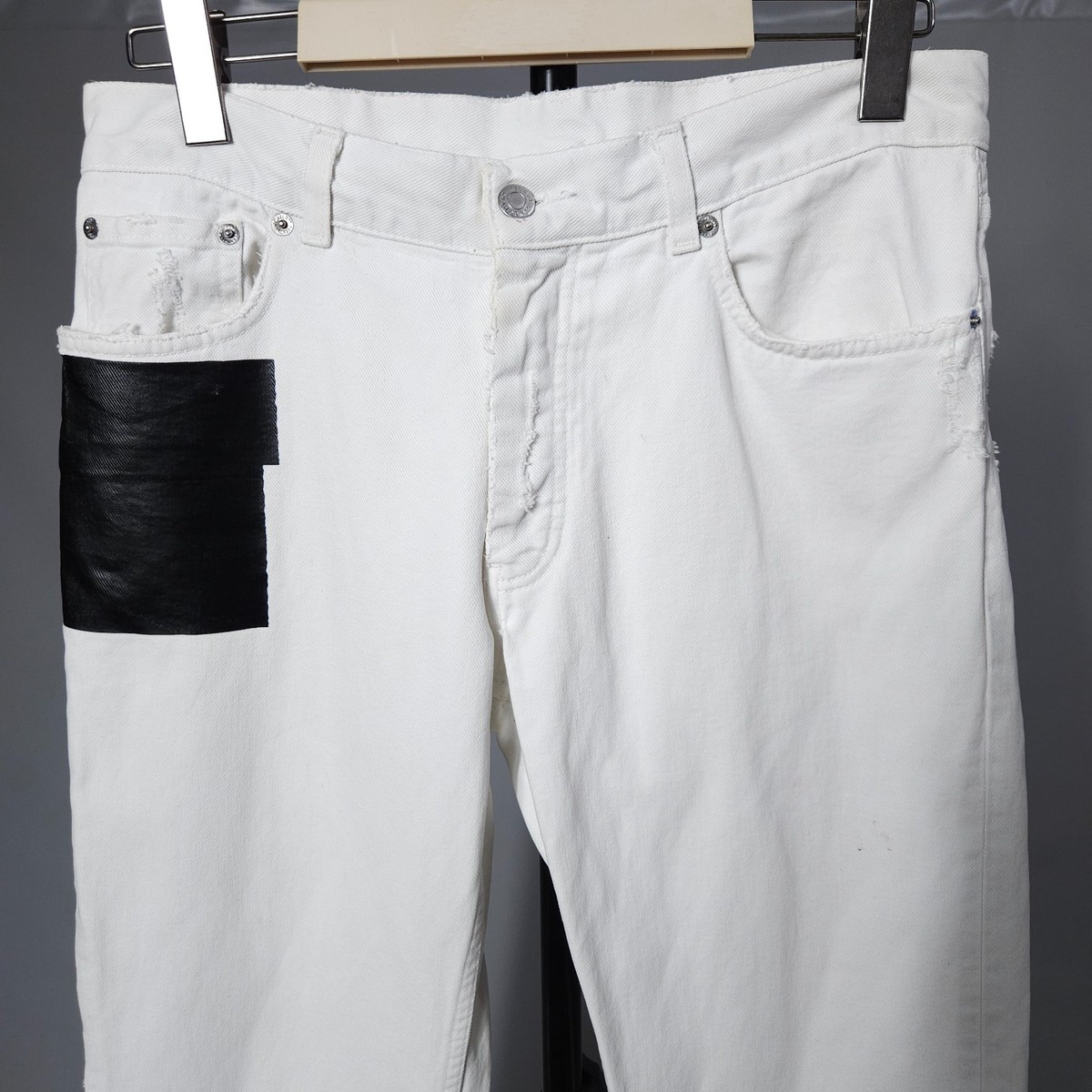 Helmut Lang SS03 Rubber Tape White Vintage Broken Denim Jeans