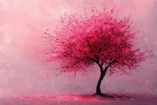 Pink Cherry Blossom Tree Canvas Picture Print Wall Art