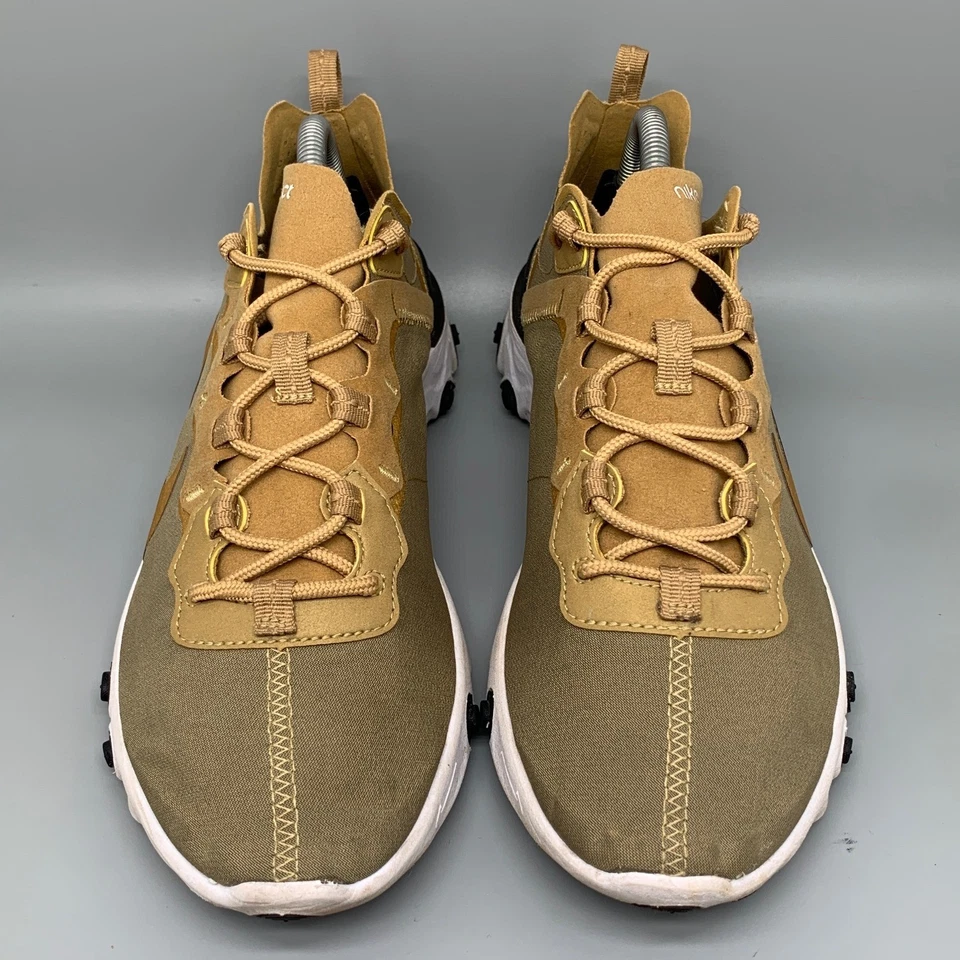 Nike React Element 55 Metallic Gold Running Shoes BQ6166-700 Men's Sz 9.5 - Image 2 of 4