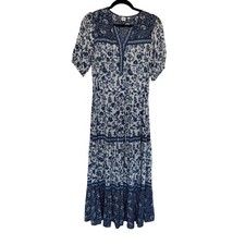 Gap Short Sleeve Tiered Maxi Dress in Multi Floral, S