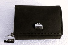 Petit porte-monnaie/porte-carte LA BAGAGERIE en tissu enduit noir. Comme neuf!