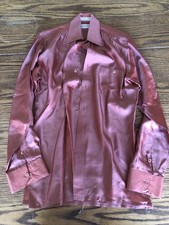 Uomo Fino S Burnt Orange 100 Silk Mens Vintage Button Down Chest Pocket