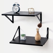 Axeman Deep Floating Shelves for Wall, 16W x 12D Black Set of 2, 12 Inch Large
