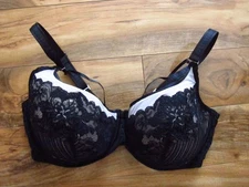 CURVY COUTURE Black Tulip Strappy Lace Push Up Underwire Bra Size 38H
