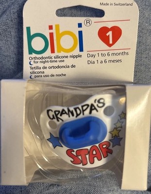 The Famous bibi swiss  Grandpa s Star  baby Silicone pacifier 1-6 Months PC