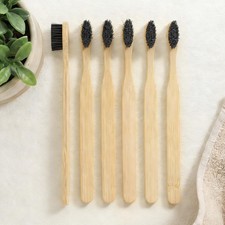 6 Pcs Horse Bristle Bamboo Toothbrush Natural Bristle Bamboo Toothbrush No N.