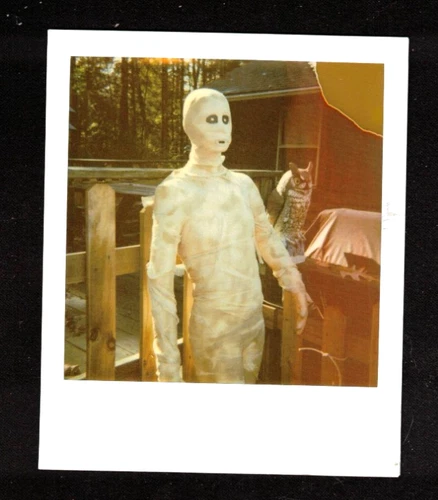 Vintage Polaroid  Photograph Snapshot Spooky Halloween Costume Mummy
