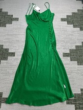 Zara Dress Womens Medium Green Blouson Midi New