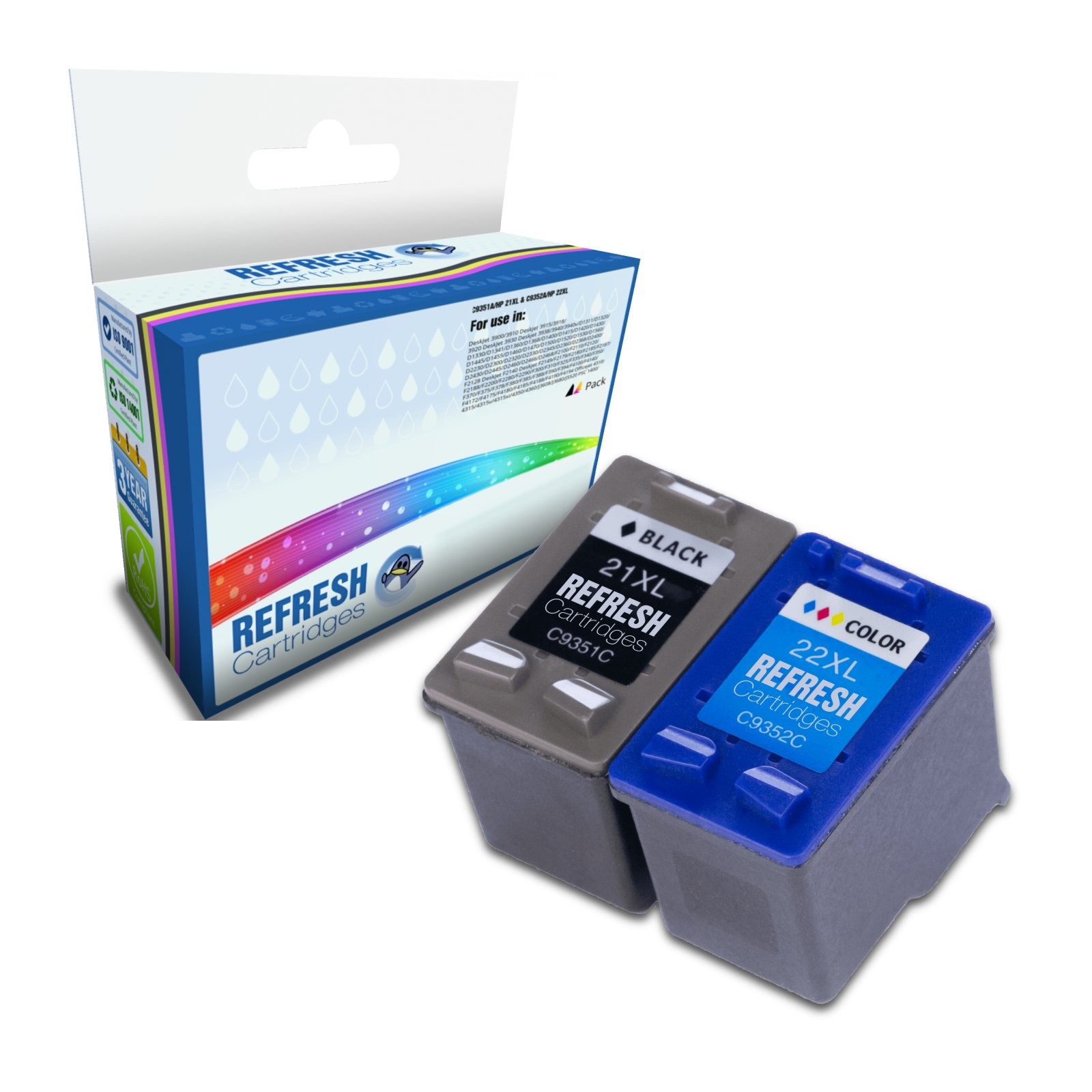 Refresh Cartridges Basic Value Pack 1x#21XL/1x#22XL Ink Compatible With HP