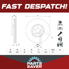 Brake Disc Single Vented fits ROLLS ROYCE CULLINAN 6.75 Front Right 18 to 19 New