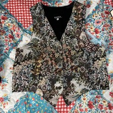 VTG Nadia 90s Floral Tapestry Vest Size M  USA Made  Academia Whimsygoth Boho