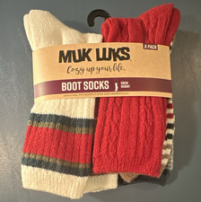 Muk Luks Women's Boot Socks 6 Pair Pack Crew Striped Multicolor Size 6-11