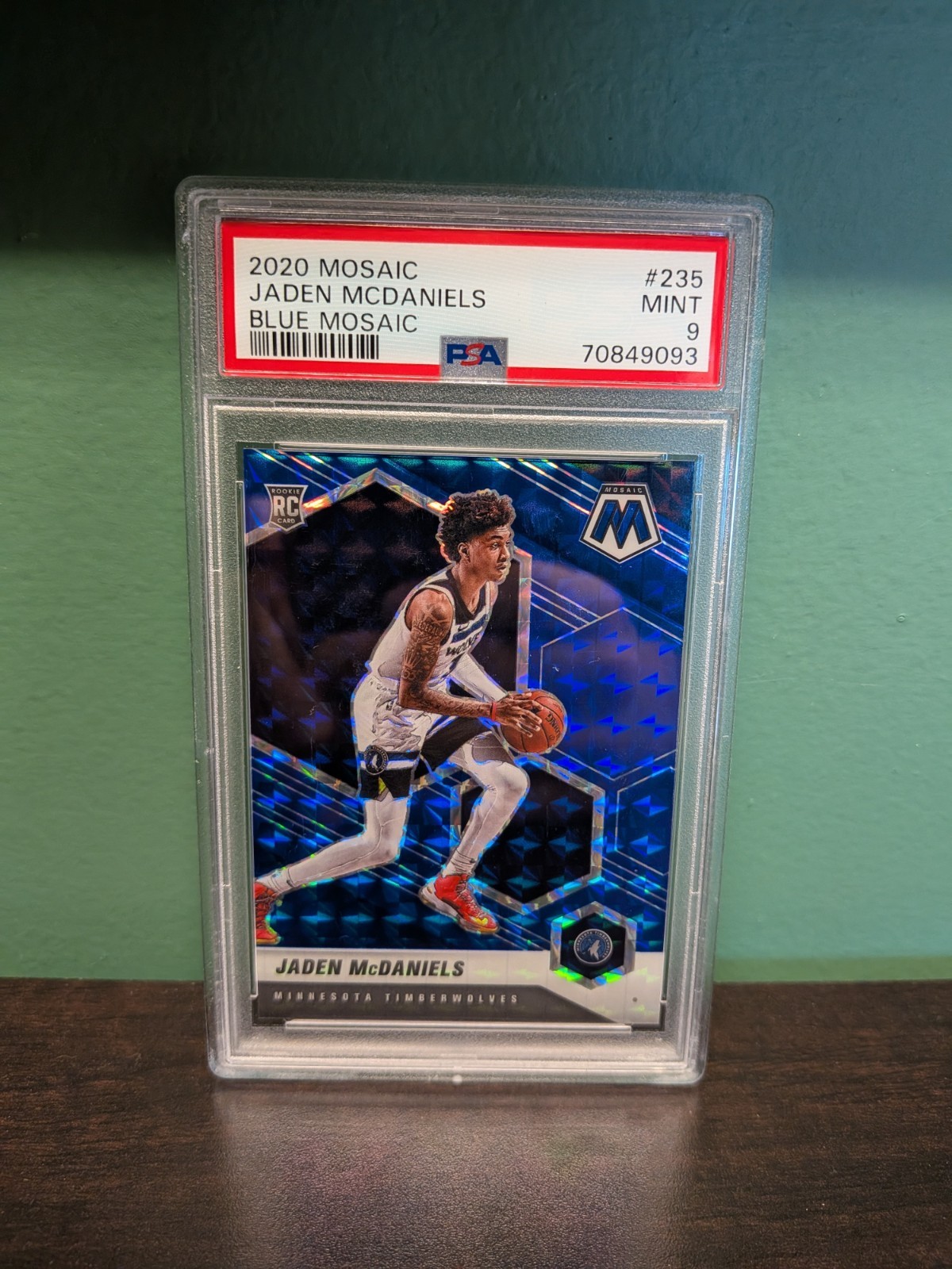 2020 Panini Mosaic Blue Prizm 48/99 Jaden McDaniels PSA 9 Rookie RC