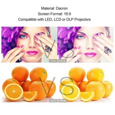 H84 84'' Portable Projector Screen HD 16:9 White Dacron 84 Inch Diagonal Video >