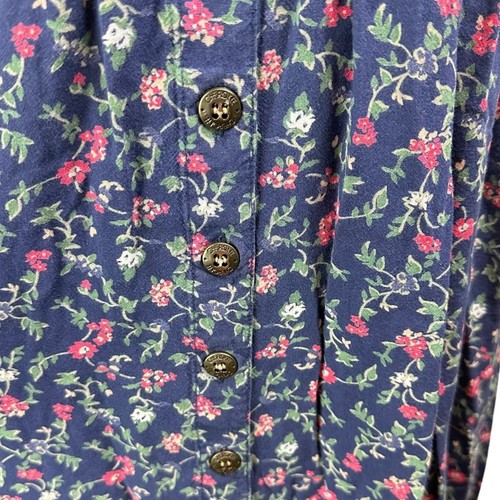 Vintage Cherokee Button Front Dress Denim Cotton Floral Size Large Blue - Picture 3 of 7