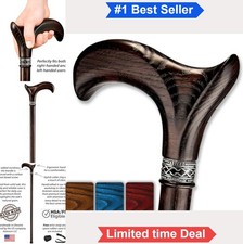 Handcrafted Wooden Walking Cane Oak Derby Handle 36 Inch Men Women Mobility Aid