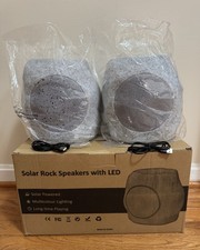 2-Pack Solar Rock Speakers With LED, Outdoor.