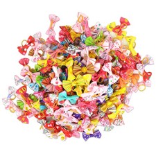 50PCS Dog Hair Bows,Puppy Bows with Elastic Rubber Bands,Pet multi 