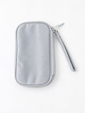 Light Gray Travel Organizer Wristlet Zipper Pouch Storage Case Portable