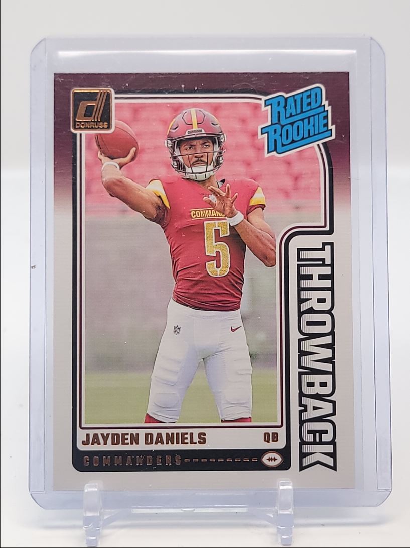 JAYDEN DANIELS 2024 DONRUSS THROWBACK RATED ROOKIE COMMANDERS RC Q3217