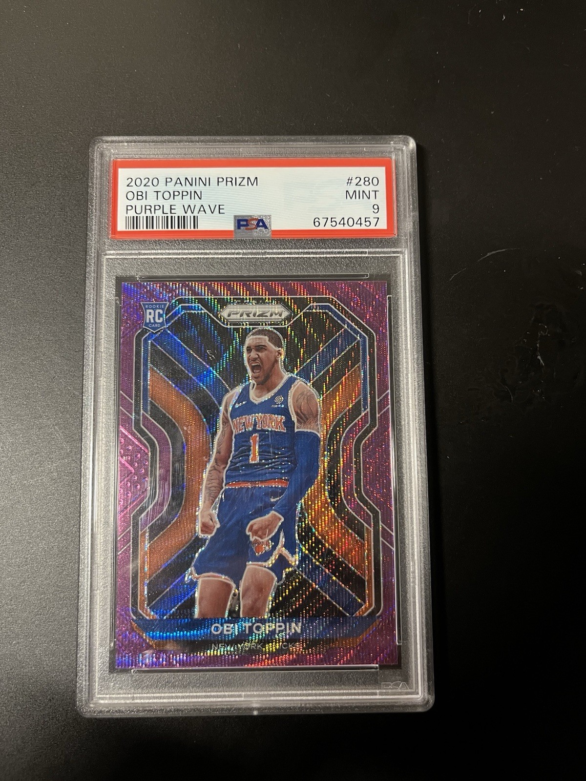 2020 Panini Prizm Obi Toppin Purple Wave Prizm Rookie #280 PSA 9
