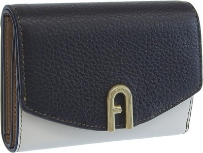 Furla Outlet PRIMULA M COMPACT WALLET WP00217BX00532150S NERO×MARSHMALLOW×GREIGE
