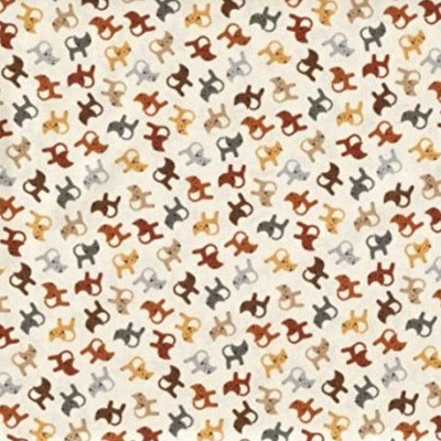 Feline Drive Fabric MINI CATS Neutral/Cream - Fat Quarter (18''x22'') FQ