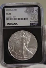 2022 US Silver Eagle $1 NGC MS70 Indiana Black Core Slab
