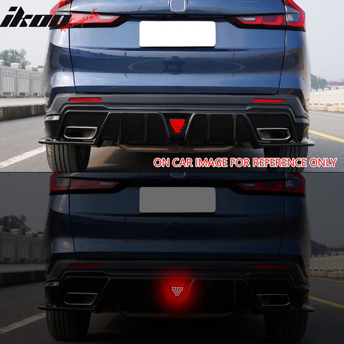 Fits 23-25 Honda CR-V Hybrid IKON Matte Black Rear Bumper Lip Diffuser PP W/ LED - Picture 5 of 8
